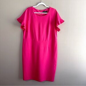Eloquii Pink Ruffle Sleeve Dress